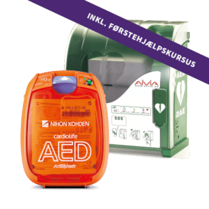 Pakketilbud på Cardiolife AED-3100 hjertestarter med Aivia 200 hjertestarterskab og førstehjælpskursus