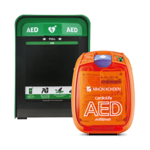 Pakketilbud: Cardiolife AED-3100 hjertestarter og Cabix Outdoor hjertestarterskab